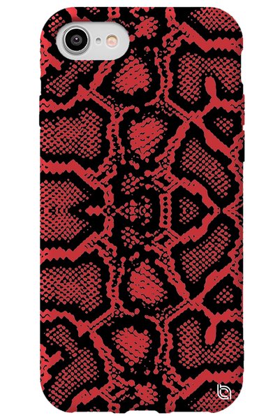 WANNA PROTECT iPhone 8 Red Colored Snakeskin Silicone Phone Case with Velvet ...