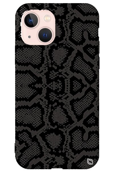 WANNA PROTECT Iphone 13 Siyah Renkli Yılan Derisi Içi Kadife Desenli Silikon ...