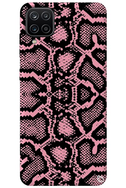 WANNA PROTECT Samsung Galaxy A12 Pink Color Snake Skin Velvet Patterned Silic...
