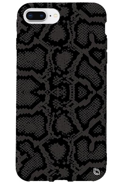 WANNA PROTECT iPhone 8 Plus Black Color Snake Skin Velvet Patterned Silicone ...