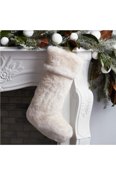 sevaradekor Pom de Crăciun Ornament de Pluș Șosete Șemineu Ciorapi Cremă