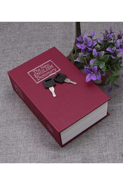 ARD Kitap Şeklinde Gizli Kasa Kumbara 18cm Bordo