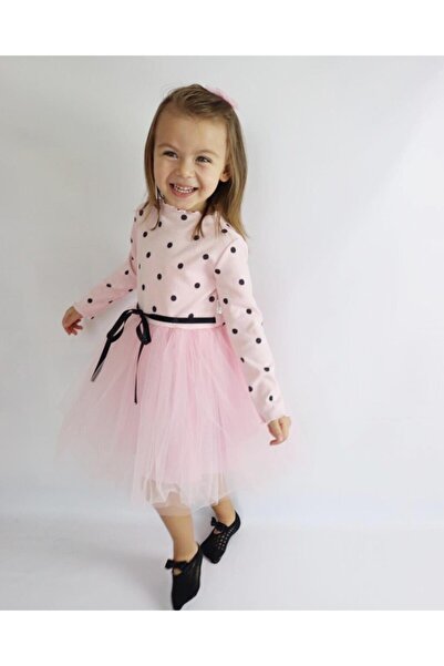 fatoshbebe فستان توتو منقط باللون الوردي