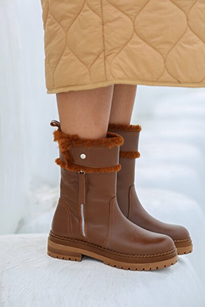 Rugano Frema Doğal Deri Materyal Kauçuk Taban Taba Renk Bot