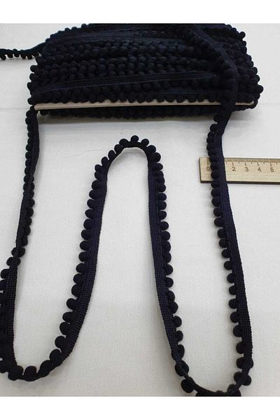 Esteks Dantel ve Tekstil Aksesuarları Strip Pompom Black 5 Meters
