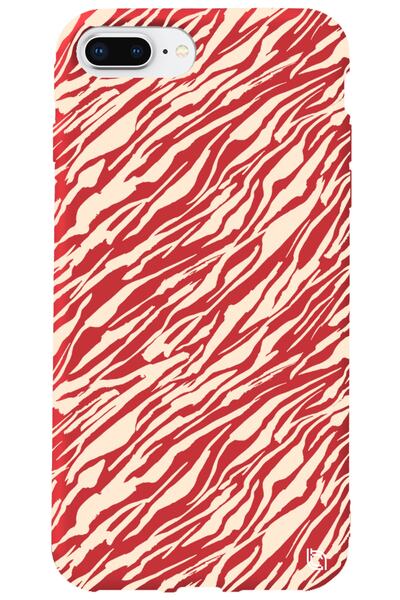 WANNA PROTECT iPhone 8 Plus Red Colored Lines Velvet Patterned Silicone Phone...