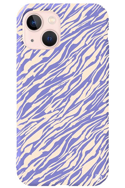 WANNA PROTECT Iphone 13 Lila Renkli Çizgiler Içi Kadife Desenli Silikon Telef...