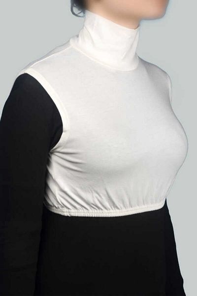 Altobeh Zero Sleeve Turtleneck Full Neck Lycra Combed Cotton Women's Half Body - Ecru