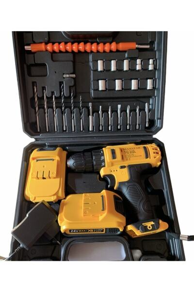MOONSHOP Maxstar 24v 5ah Liion Çift Akülü Çantalı Darbesiz Şarjlı Matkap-24 P...