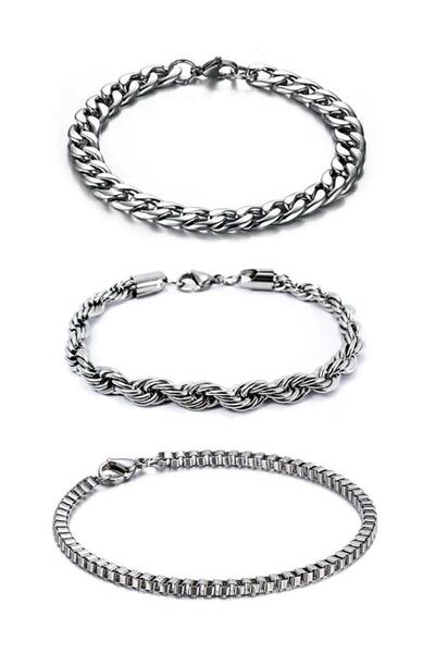 TREND COLLECTİON Gurmet,burgu,örme Model Unisex Spor 3' Lü Bileklik Set