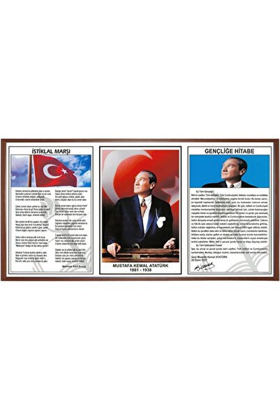 Panda Milli Levha 3'lü 45x90 Ahşap Çerçeve Pan424