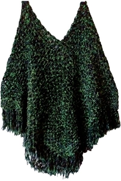 eLm El Örgüsü Sim Detaylı Kırçıllı Büyük Beden Battal Kadın Panço