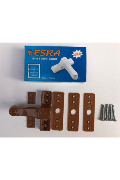 İstanbul E-Hırdavat PVC Door Window Security Lock Safety Child Lock Dark Brown 2 Pieces