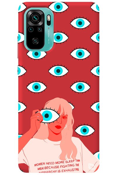 WANNA PROTECT Xiaomi Redmi Note 10S Red Color Premium Velvet Eye Patterned Si...