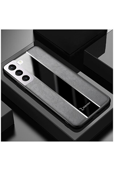 Zebana Samsung Galaxy S21 Fe 5g Uyumlu Kılıf Premium Deri Kılıf Gri