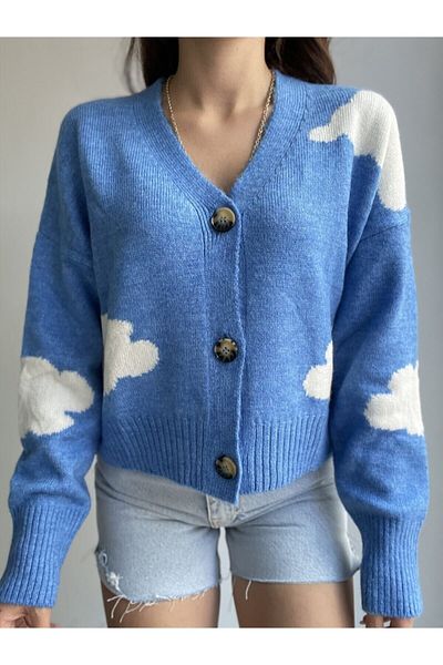 Erşan Giyim Oblak vzor Cardigan Blue