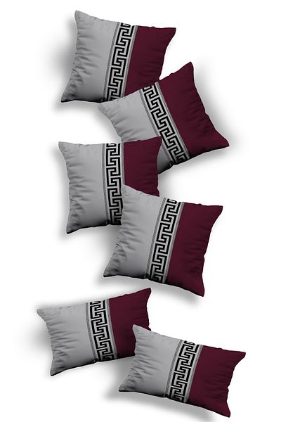 Skhome Set de huse de pernă cu design special imprimat pe două fețe, 6 piese, 4 pătrate și 2 dreptunghiulare