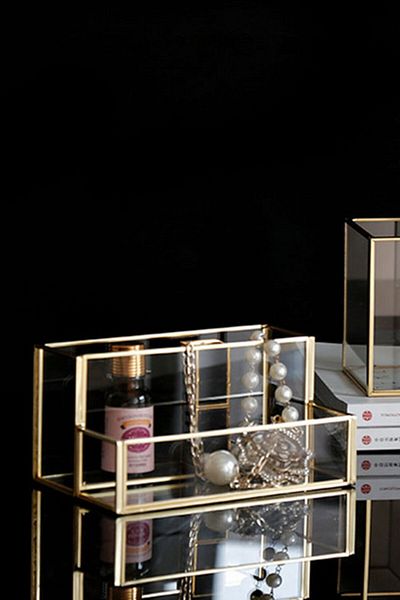 EsaDesign Glass Gold Pen Holder Makeup Organizer