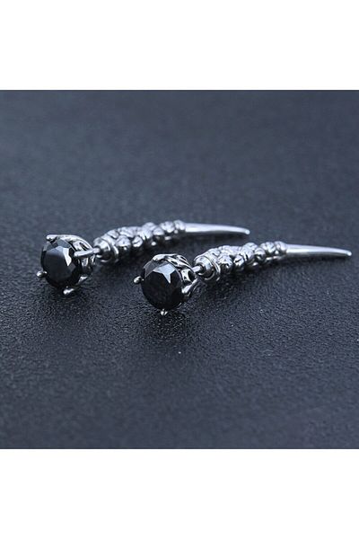 northstarshop خمر سبايك طويل القوطية مسمار تصميم الزركون حجر السائق 316l أقراط الصلب للرجال