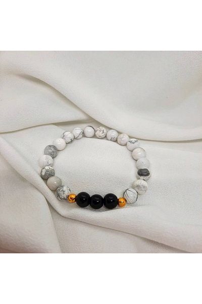 Lavinia Atelier زوجان من النساء والرجال - سوار من حجر السج الطبيعي المختلط من Howlite
