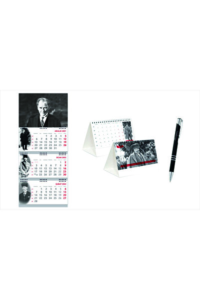 Hedef Matbaa Gemici Takvim & Masa Üst Takvim Ve Atatürk Imzalı Kalem