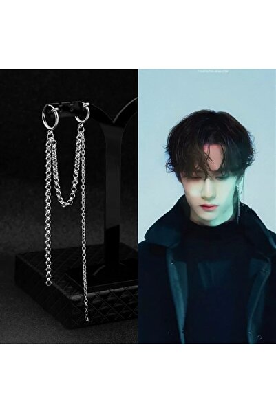 TakıConcept Ikisi Delikli Halka Punk Gothic Zincirli Küpe