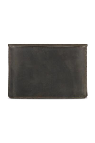 LONDO Калъф от естествена кожа с възел, съвместим с MacBook Pro и Air 15/16 инча - Oliv