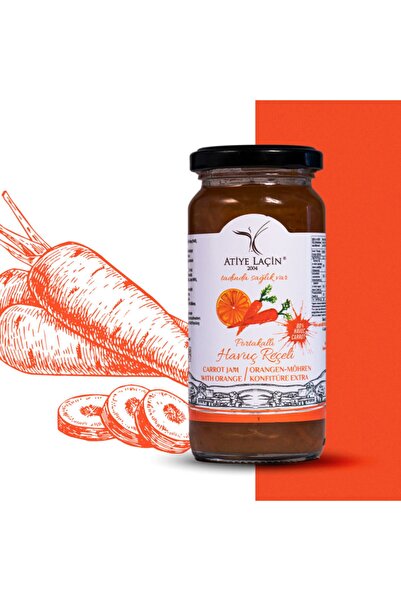 Atiye Laçin Portakallı Havuç Reçeli 250 Gr (%100 Doğal ,%80 Meyve ,katkı Maddesi Ve Koruyucu Içermez.)