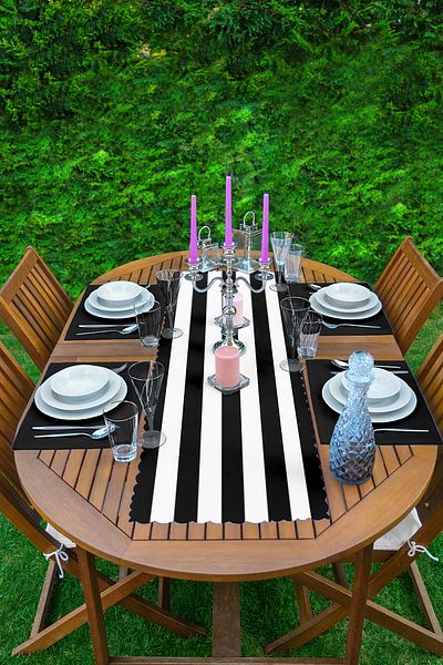 Realhomes Cu dungi alb-negru 1 pasaj și 4 paturi de loc colorate negru