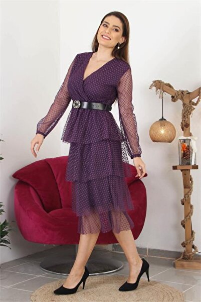 Neşeli Butik Fusta cu curea de damă în straturi Rochie din tul sezon nou Nb10006