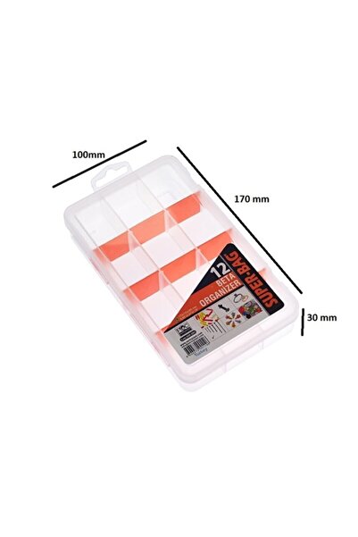 ASRIN Plastik Süper-bag Beta 12 Bölmeli-gözlü Organizer Şeffaf Nakış Kutusu