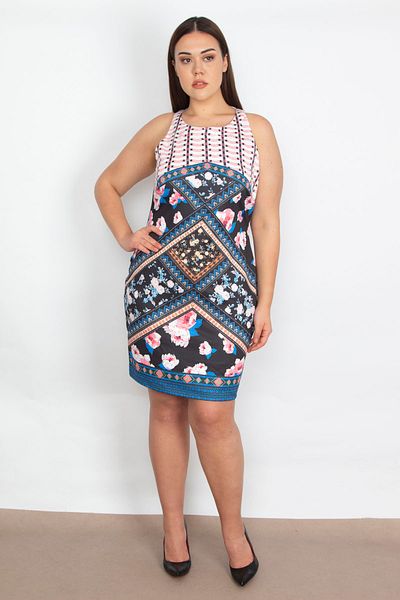 Şans Rochie de damă, mărime mare, colorată, cu modele petice 65n21192