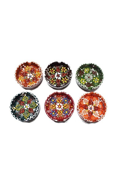 İlbay Çini Takı 8 Cm Dantel Desen 6 Lı Çini Küllük Takımı