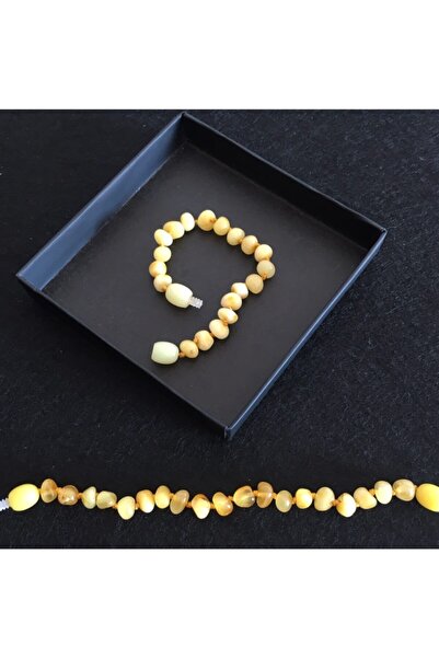 İpek Kehribar سوار من العنبر المعتمد للأطفال باللون الأبيض الحليبي سوار من ال...