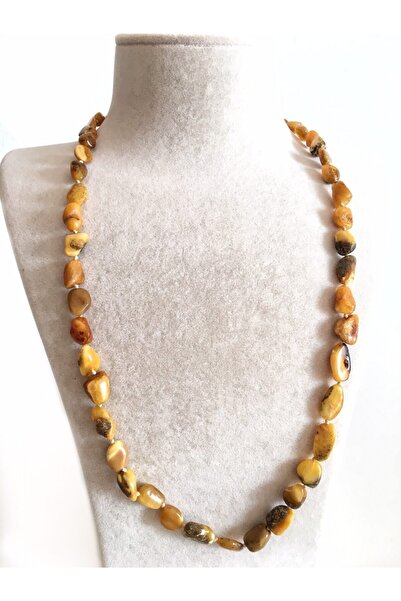 İpek Kehribar Litvanya Sertifikali Hakiki Baltik Damla Kehribar Kolye Bal Süt Antik Renk Yetiskin Kolye