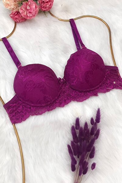 Imoda Kadın Mor Dantelli Fiyonklu Sütyen