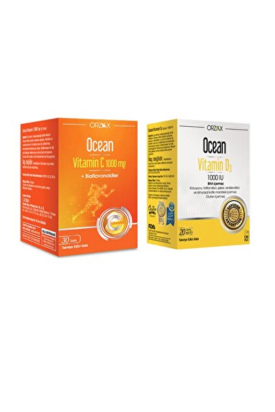 Orzax Bağışıklık Güçlendirici C Vitamini 1000 mg 30 Tablet ve Vitamin D3 1000...