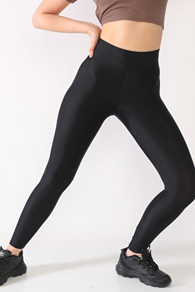 Lady hürrem Dámské černé lesklé punčochové kalhoty z polyamidové tkaniny Disc...