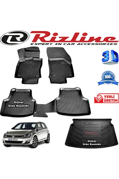 Rizline Vw Golf 7 3d Paspas + 3d Bagaj Havuzu Hb 2013-2020 Arası Siyah Set