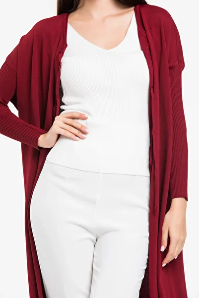 GAJA Women's Thin Knitwear Lace-Up Loose Cardigan Claret Red Gj6525