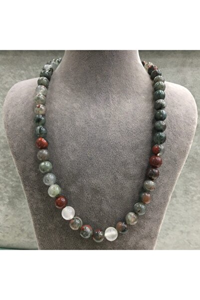 HAS İNCİ Gümüş Klipsli Doğal Dragon Jasper Taşı Kolye Cn471