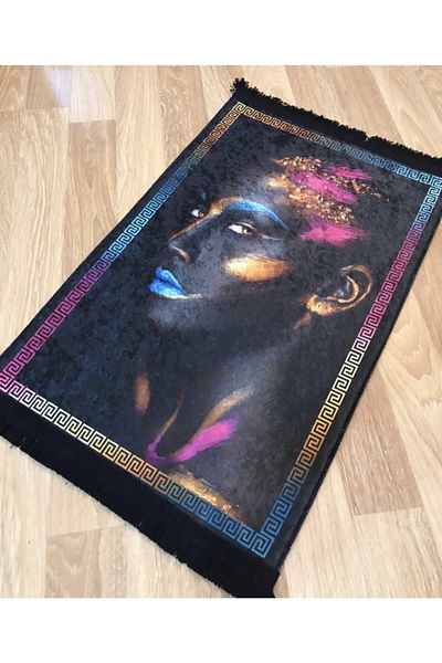 Madame Blue Decorative Special Design African Face Leather Base Carpet 50*80