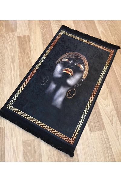 Madame Blue Decorative Special Design Afriya Face Leather Base Carpet 50*80