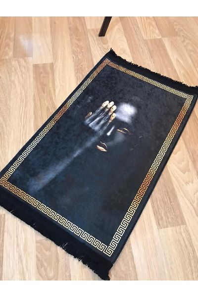 Madame Blue Decorative Special Design African Face Leather Base Carpet 50*80