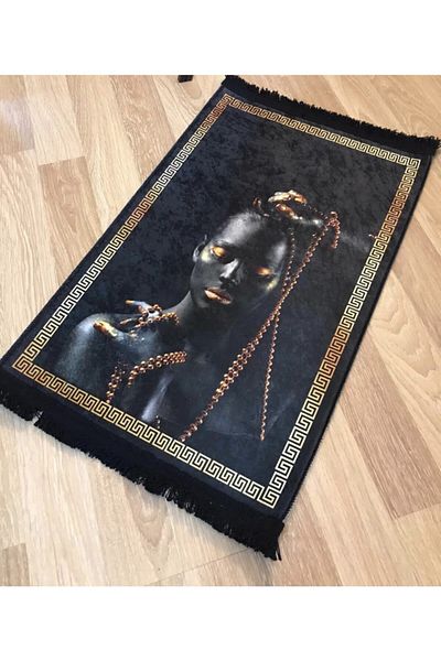 Madame Blue Decorative Special Design African Face Leather Base Carpet 50x80