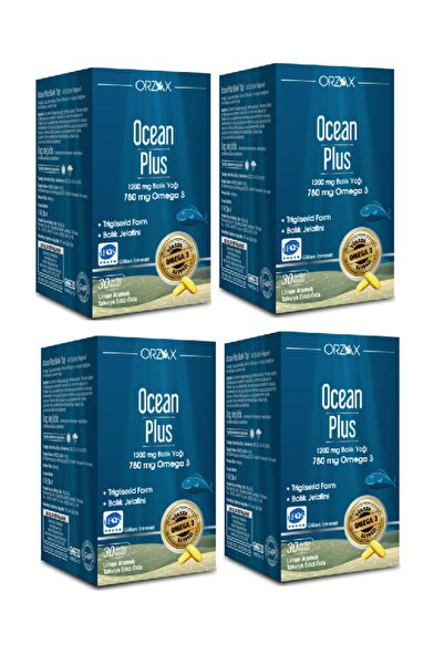 Orzax Saf Balık Yağı - Ocean Plus Omega 3 1200 Mg 30 Kapsül X4 Adet