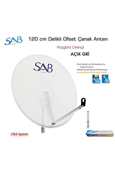 SAB Açık Gri 120 Cm Delikli Ofset Çanak Anten