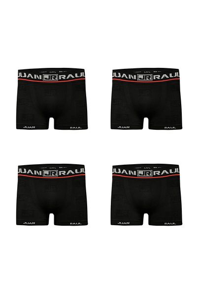 Juan Raul Ανδρικό Boxer χωρίς ραφές Μαύρο Χρώμα Premium Σετ 4 τεμαχίων