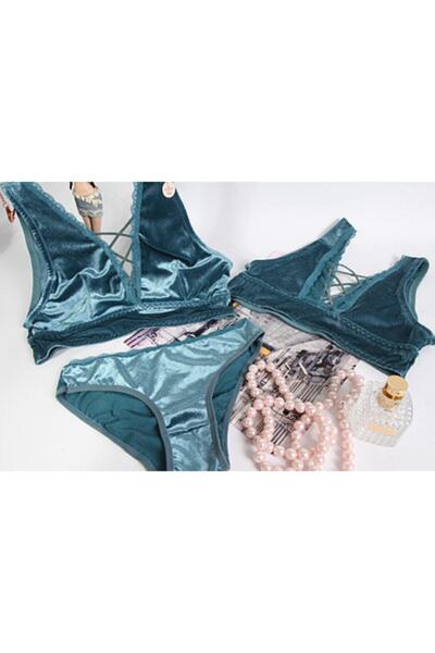 Koza بدلة نسائية مخملية مخملية باللون الأخضر البترولي