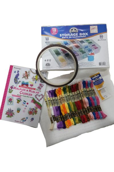 BALIM ÖRGÜ EVİ Set de pornire pentru punct de cruce Dmc Muline Muline Cutie Ac Decorativă Scripete Etamină Tesatura Carte de punct de cruce